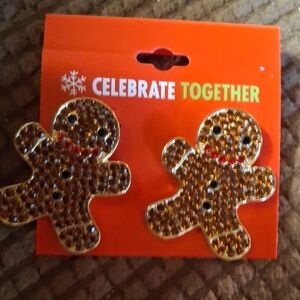 Gingerbread Ornament Earrings- Brown and Gold